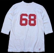画像1: 60s USA製 Wilson 68 ナンバリング コットン×ナイロン フットボールTシャツ 生成り L (1)