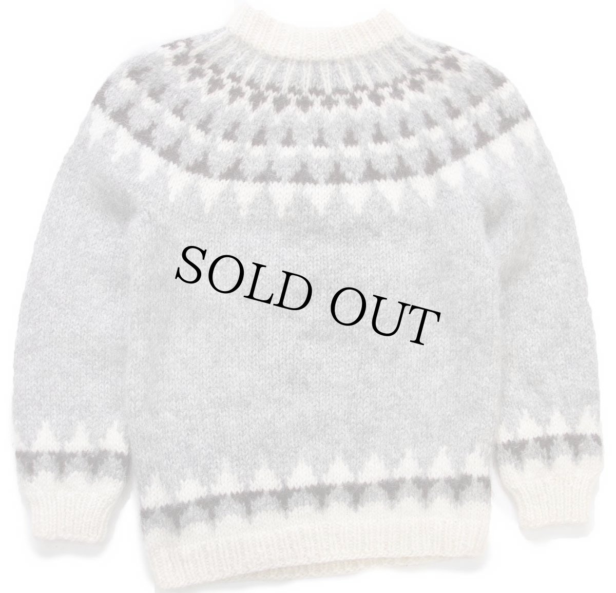 画像2: アイスランド製 Samband of Iceland 丸ヨーク ノルディック柄 ウール ハンドニット セーター L (2)