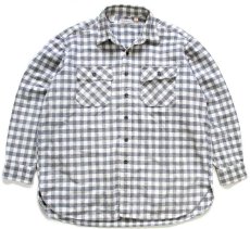 画像1: 80s USA製 L.L.Bean CHAMOIS CLOTH SHIRT ギンガムチェック コットン シャモアクロスシャツ グレー×白 17.5 (1)