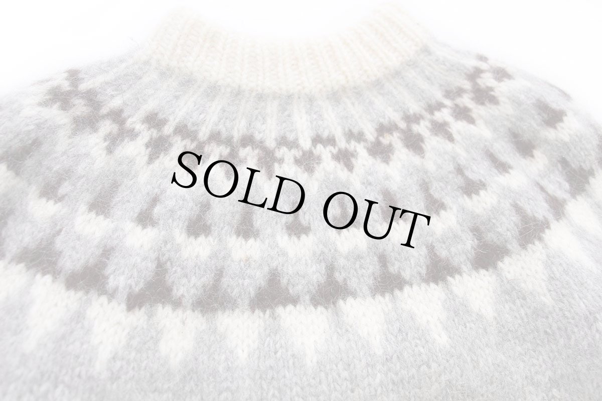 画像3: アイスランド製 Samband of Iceland 丸ヨーク ノルディック柄 ウール ハンドニット セーター L (3)