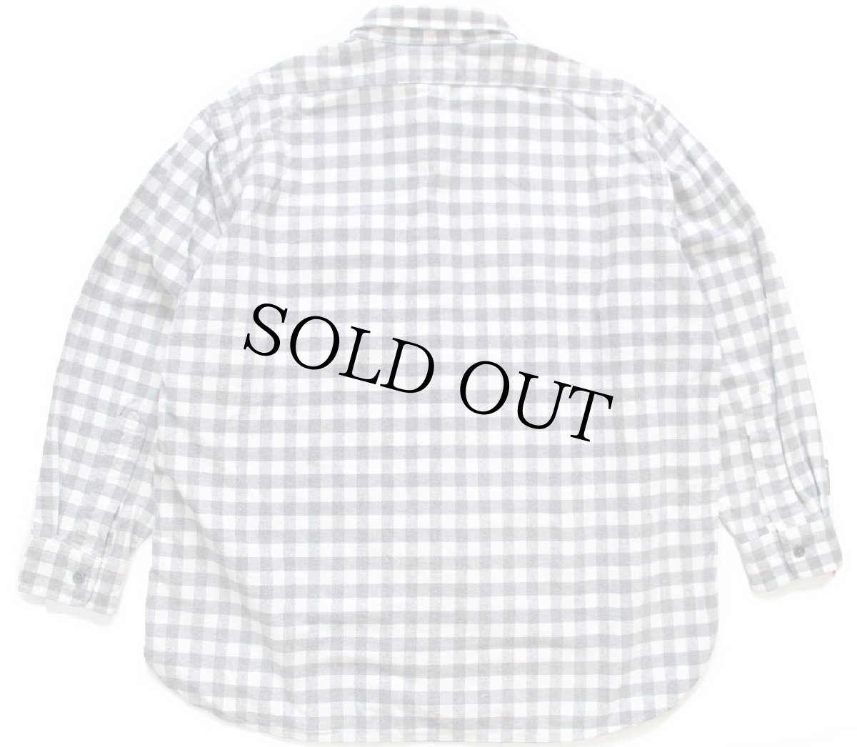 画像2: 80s USA製 L.L.Bean CHAMOIS CLOTH SHIRT ギンガムチェック コットン シャモアクロスシャツ グレー×白 17.5 (2)