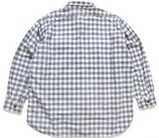画像2: 80s USA製 L.L.Bean CHAMOIS CLOTH SHIRT ギンガムチェック コットン シャモアクロスシャツ グレー×白 17.5 (2)