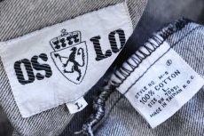 画像4: 80s OSLO デザイン ケミカルウォッシュ ブラック デニムジャケット L★アシッド (4)