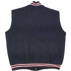 画像2: 90s USA製 NEFF 刺繍&パッチ付き キルティングライナー メルトン ウール スタジャン ベスト 黒 L (2)