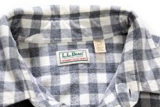 画像5: 80s USA製 L.L.Bean CHAMOIS CLOTH SHIRT ギンガムチェック コットン シャモアクロスシャツ グレー×白 17.5 (5)