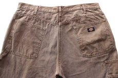 画像5: Dickiesディッキーズ チェック ネルライナー ダック地 ペインターパンツ 焦げ茶 フェード W38 L32 (5)