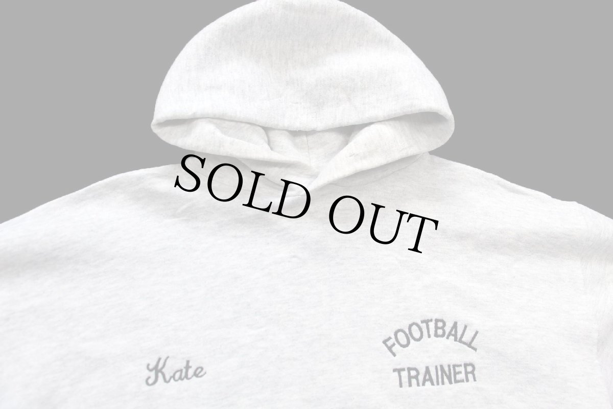 画像3: 90s USA製 RUSSELLラッセル FOOTBALL TRAINER Kate 刺繍 スウェットパーカー 杢ライトグレー XL★フーディー (3)