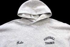 画像3: 90s USA製 RUSSELLラッセル FOOTBALL TRAINER Kate 刺繍 スウェットパーカー 杢ライトグレー XL★フーディー (3)