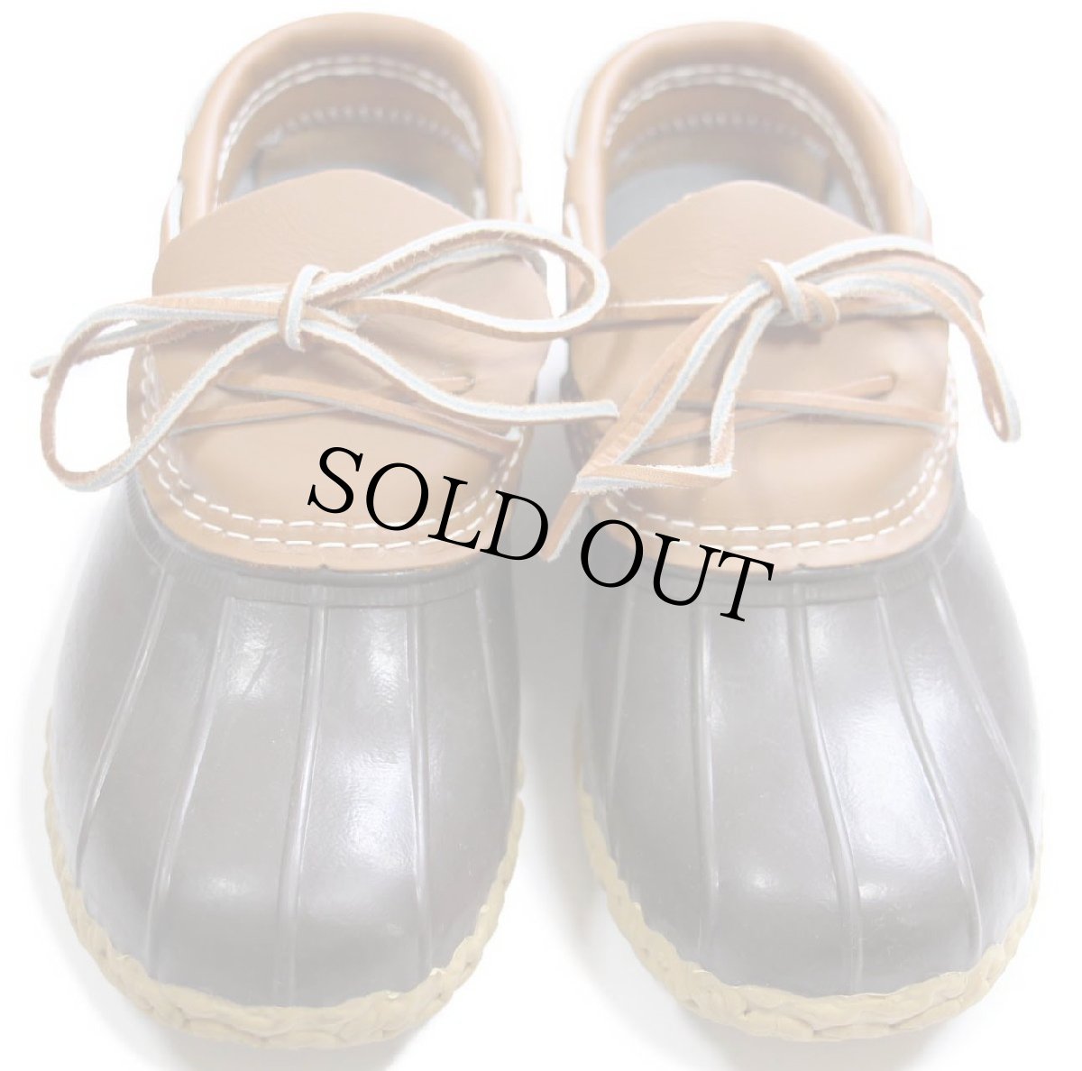 画像1: USA製 L.L.Bean ビーンブーツ ラバーモカシン タン×ブラウン 6M★ガムシューズ レインシューズ (1)