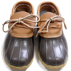 画像1: USA製 L.L.Bean ビーンブーツ ラバーモカシン タン×ブラウン 6M★ガムシューズ レインシューズ (1)