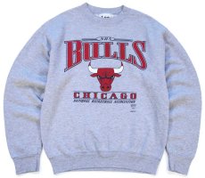 画像1: 90s USA製 Leeリー NBA CHICAGO BULLS シカゴ ブルズ スウェット 杢グレー ボーイズL (1)