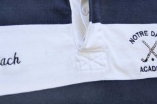 画像6: カナダ製 BARBARIANバーバリアン NOTRE DAME ACADEMY Coach 刺繍 太ボーダー コットン ラガーシャツ 紺×白 S (6)