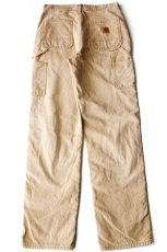 画像3: メキシコ製 carharttカーハート ペンキ飛び＆ダメージ チェック ネルライナー ダック地 ペインターパンツ 茶 フェード W30 L34★ボロ (3)