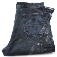 画像1: carharttカーハート ペンキ飛び＆ダメージ チェック ネルライナー ダブルニー ダック地 ペインターパンツ ボロ 黒 フェード W36 (1)