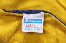 画像5: 70s USA製 Championチャンピオン G.P.H.S. PHYSICAL ED. 染み込みプリント コットン リバーシブルTシャツ 黄×紺 S (5)