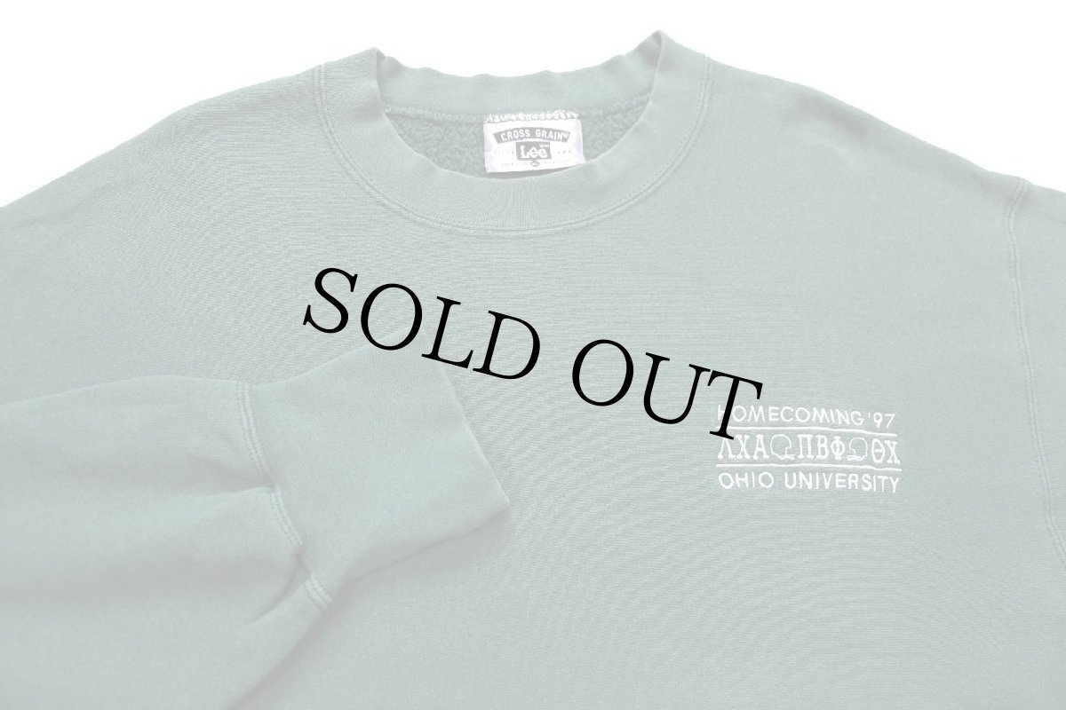 画像3: 90s USA製 Leeリー OHIO UNIVERSITY フラタニティ アメフト 刺繍 リバースウィーブ スウェット 緑 XL (3)