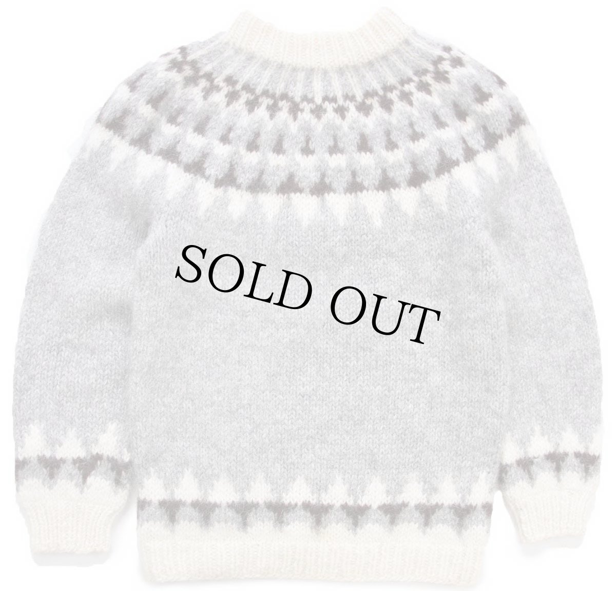 画像1: アイスランド製 Samband of Iceland 丸ヨーク ノルディック柄 ウール ハンドニット セーター L (1)