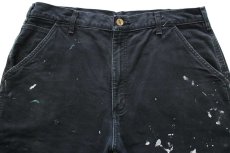 画像4: メキシコ製 carharttカーハート ペンキ飛び チェック ネルライナー ダック地 ペインターパンツ 黒 フェード W36 L32 (4)