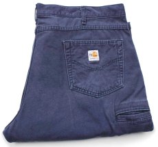 画像1: メキシコ製 carharttカーハート FR NFPA2112 ダック地 ワークパンツ 紺 フェード W42 L30 (1)