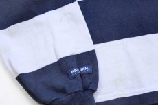 画像7: カナダ製 BARBARIANバーバリアン NOTRE DAME ACADEMY Coach 刺繍 太ボーダー コットン ラガーシャツ 紺×白 S (7)