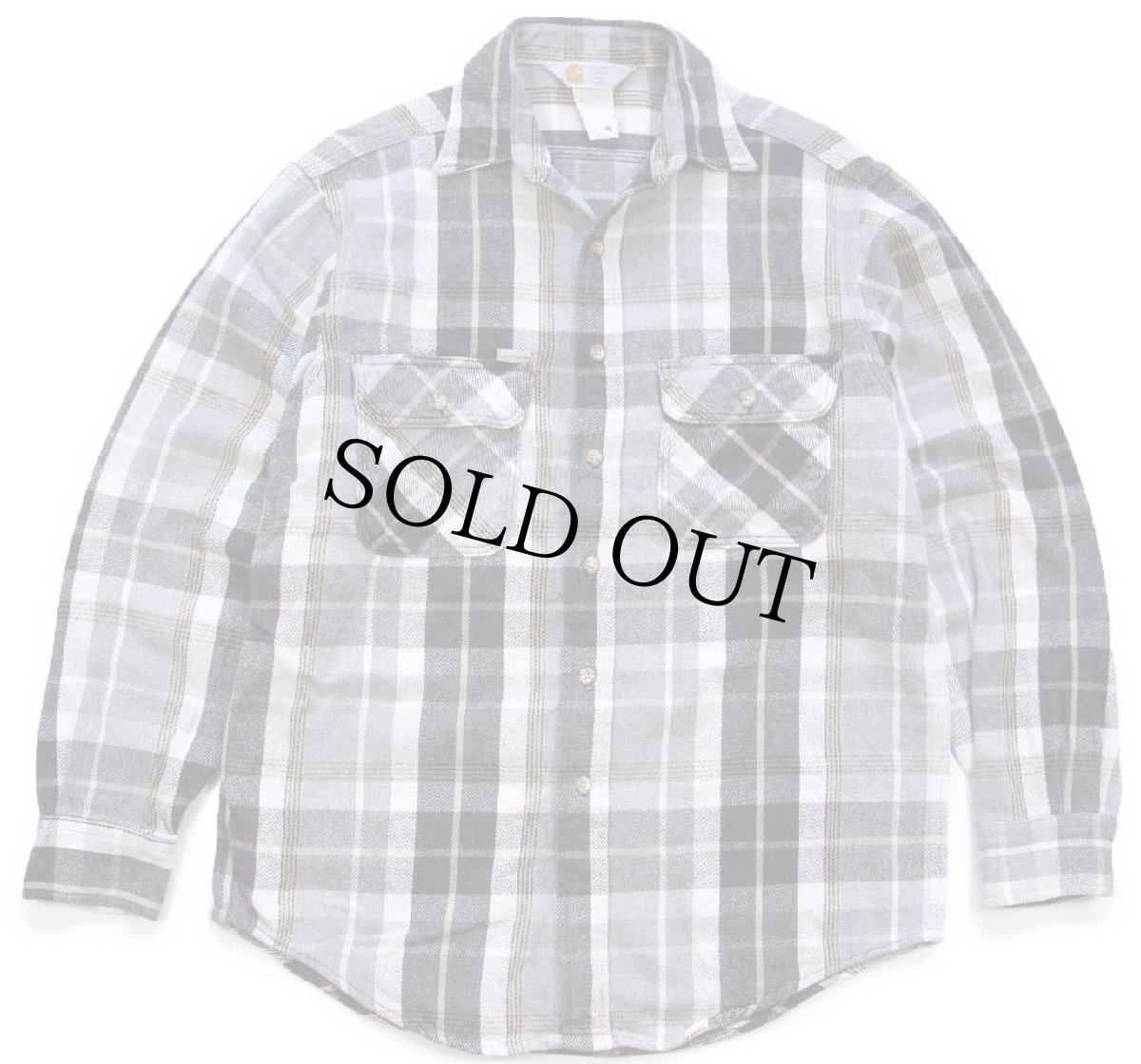 画像1: 90s carharttカーハート チェック コットン フランネルシャツ (1)