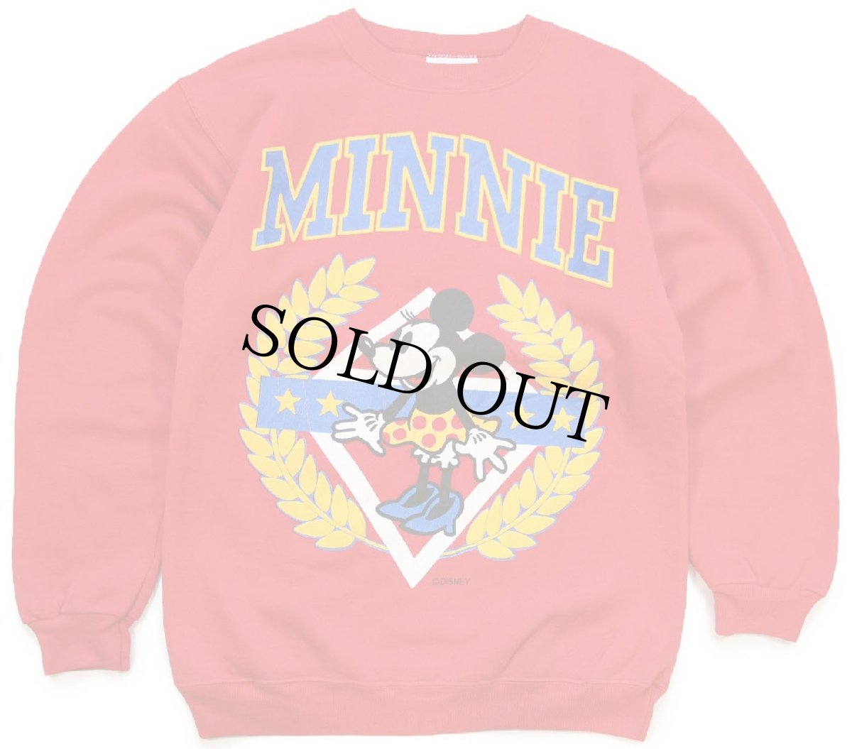画像1: 80s USA製 Hanes DISNEY ディズニー MINNIE ミニー マウス 発泡プリント スウェット 赤 S (1)