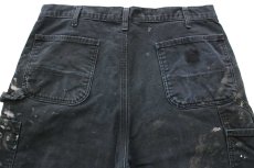 画像5: carharttカーハート ペンキ飛び＆ダメージ チェック ネルライナー ダブルニー ダック地 ペインターパンツ ボロ 黒 フェード W36 (5)