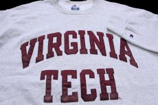 画像3: 90s USA製 Championチャンピオン VIRGINIA TECH アップリケ 前V スウェット 杢グレー XL (3)