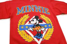画像3: 80s USA製 Hanes DISNEY ディズニー MINNIE ミニー マウス 発泡プリント スウェット 赤 S (3)