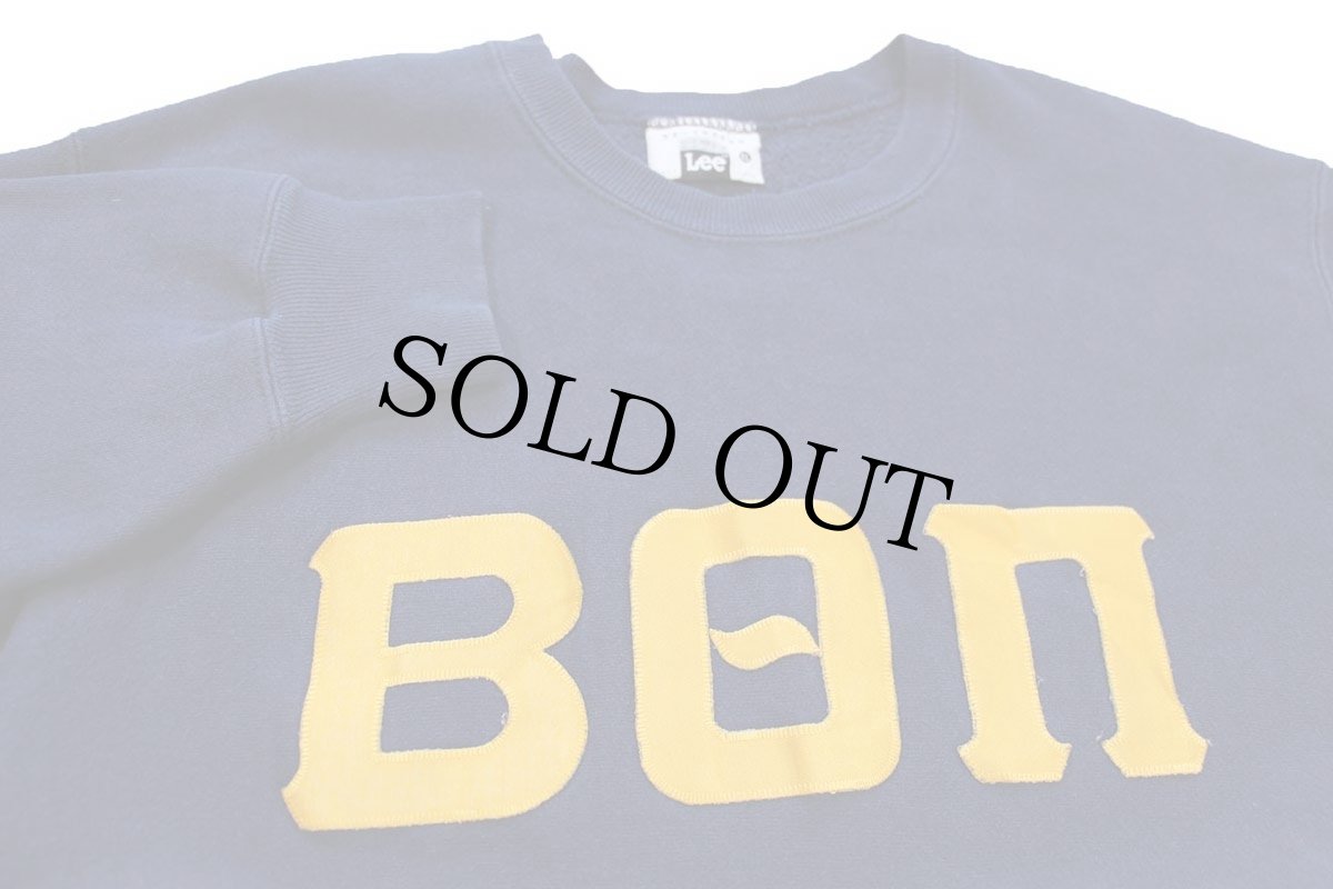 画像3: 90s USA製 Leeリー フラタニティ アップリケ リバースウィーブ スウェット 紺 XL (3)