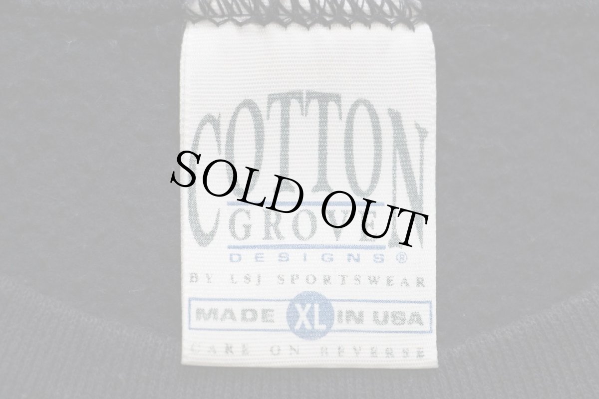 画像5: 90s USA製 YOUNGSTOWN PENGUINS マスコット ひび割れプリント スウェット 黒 XL (5)