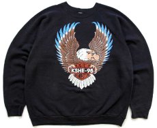 画像1: 80s USA製 KSHE-95 REAL ROCK RADIO ハーレー モチーフ スウェット 黒 フェード XL (1)