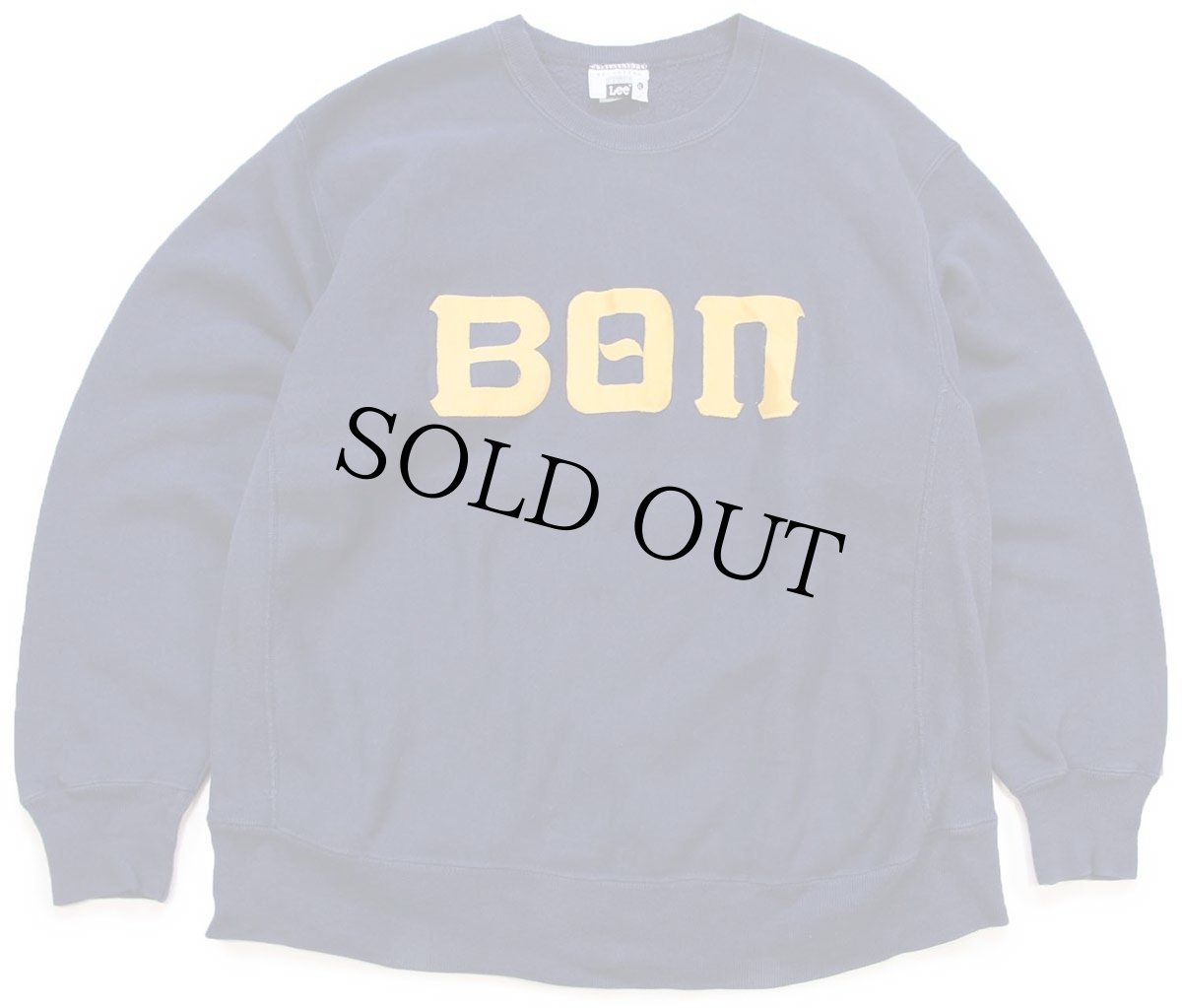 画像1: 90s USA製 Leeリー フラタニティ アップリケ リバースウィーブ スウェット 紺 XL (1)