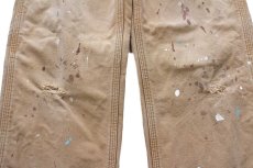 画像8: メキシコ製 carharttカーハート ペンキ飛び＆ダメージ チェック ネルライナー ダック地 ペインターパンツ 茶 フェード W30 L34★ボロ (8)
