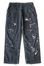 画像2: メキシコ製 carharttカーハート ペンキ飛び チェック ネルライナー ダック地 ペインターパンツ 黒 フェード W36 L32 (2)