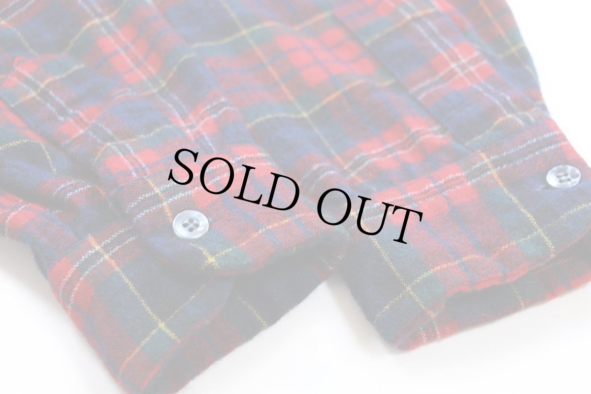 画像7: 70s USA製 PENDLETONペンドルトン タータンチェック オープンカラー ウールシャツ L (7)