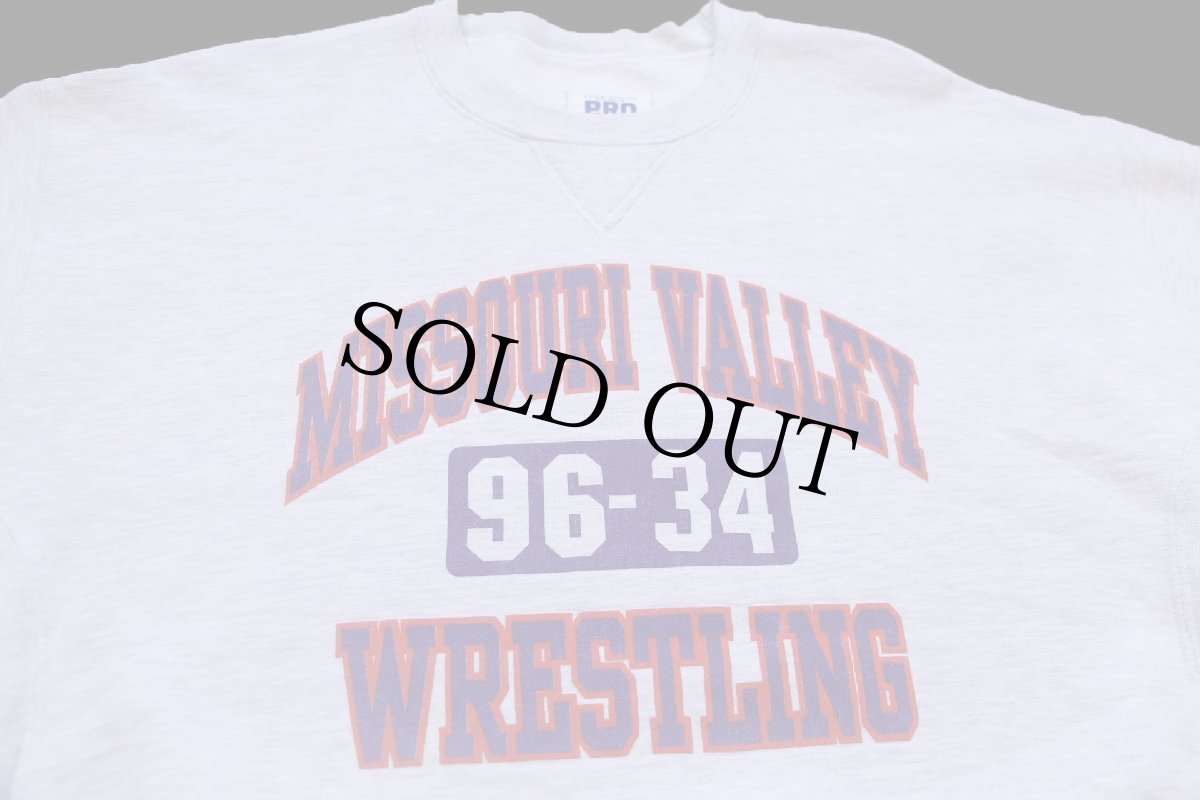 画像3: 90s USA製 RUSSELLラッセル MISSOURI VALLEY 96-34 WRESTLING 三段中抜き 前V スウェット 杢ライトグレー XL (3)