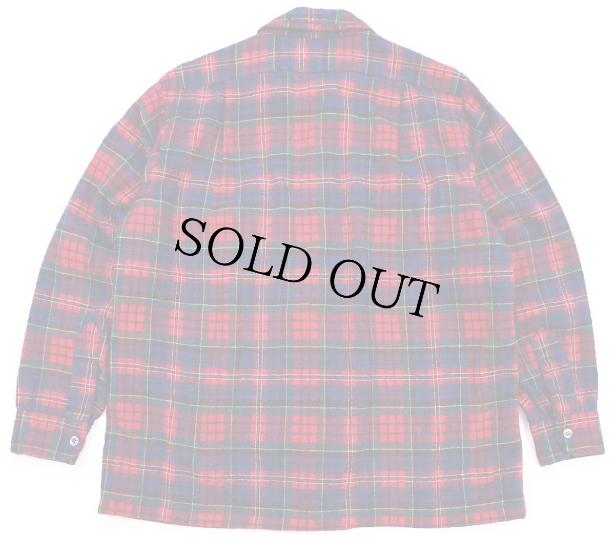 画像2: 70s USA製 PENDLETONペンドルトン タータンチェック オープンカラー ウールシャツ L (2)