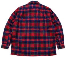 画像2: 70s USA製 PENDLETONペンドルトン タータンチェック オープンカラー ウールシャツ L (2)