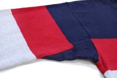 画像5: 80s USA製 L.L.Bean マルチカラー切り替え モックネック ヘビー コットン スウェット L-T (5)