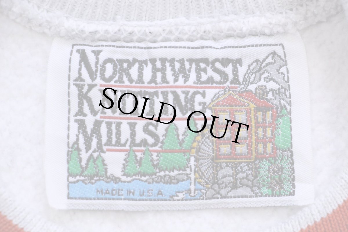 画像4: 90s USA製 NORTHWEST KNITTING MILLS TEXAS リブライン リバースウィーブ スウェット 杢グレー×レンガ (4)