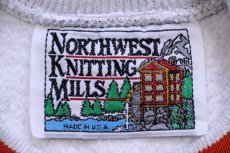 画像4: 90s USA製 NORTHWEST KNITTING MILLS TEXAS リブライン リバースウィーブ スウェット 杢グレー×レンガ (4)