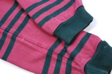 画像5: USA製 COLUMBIA KNIT ボーダー コットン ラガーシャツ ピンク×緑 L (5)