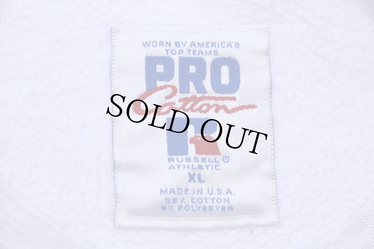 画像4: 90s USA製 RUSSELLラッセル MISSOURI VALLEY 96-34 WRESTLING 三段中抜き 前V スウェット 杢ライトグレー XL (4)