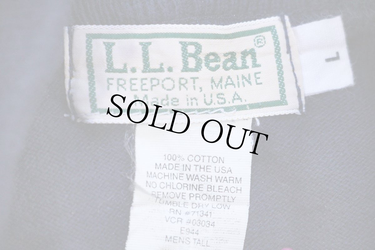 画像4: 90s USA製 L.L.Bean マルチカラー切り替え モックネック ヘビー コットン スウェット L-T (4)