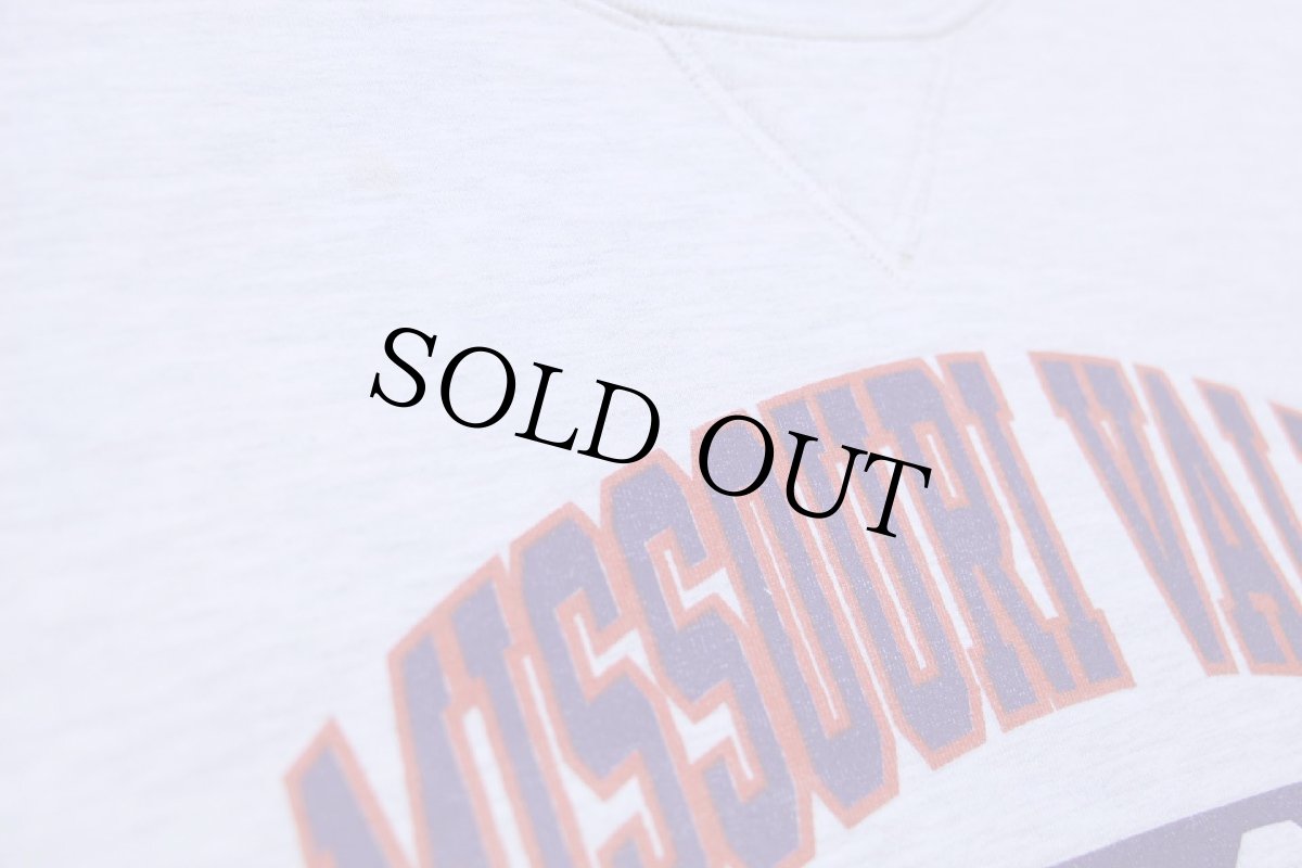 画像5: 90s USA製 RUSSELLラッセル MISSOURI VALLEY 96-34 WRESTLING 三段中抜き 前V スウェット 杢ライトグレー XL (5)