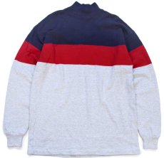 画像2: 80s USA製 L.L.Bean マルチカラー切り替え モックネック ヘビー コットン スウェット L-T (2)