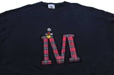 画像3: 90s USA製 Disney ディズニー ミッキー マウス M チェック アップリケ スウェット 黒 XL (3)