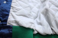 画像6: 80s USA製 DeLONG デロング KENNEDY パッチ付き キルティングライナー ナイロンスタジャン 紺 L (6)