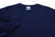 画像3: 90s USA製 RUSSELLラッセル 無地 前V スウェット 紺 L★ブランク (3)